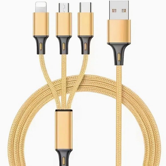 Golden Universal 3 in 1 Fast Charging Smartphone Cord Adapter - Picture 2 of 8